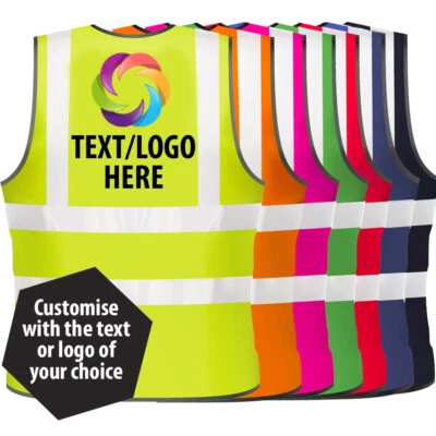 SUPERTOUCH HI VIS VEST PERSONALISED CUSTOM PRINTED HI VIZ HIGH VIS SAFETY VEST WAISTCOAT