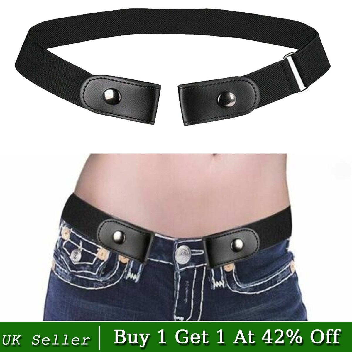 For Men Women Buckleless Buckle Free Elastic Invisible Waist Belt Waistband  UK
