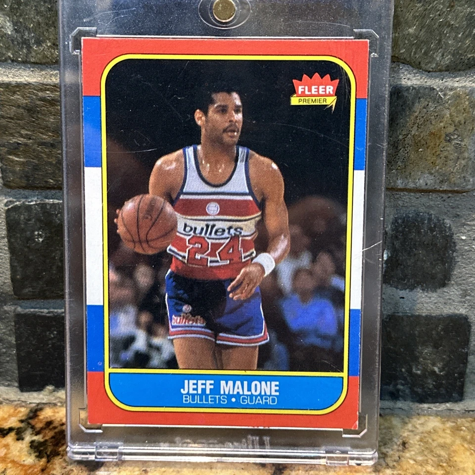 Tarjeta de novato Fleer #67 1986 Jeff Malone Washington Bullets rara perfecta Foto 2 de 4