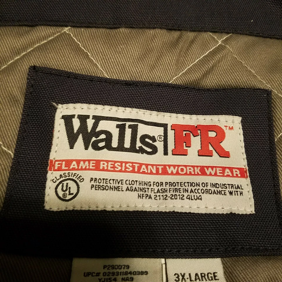 WALLS FR Flame Resistant Insulated Work Jacket Winter coat Heavy Blue Mens 3XL - Image 4 of 4