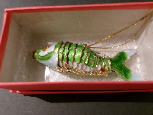 HTF Set of 3 Alsan Victorian Enameled Cloisonné Ornament, Fish, Crab, crawfish - Picture 4 of 13