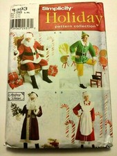 NEW Simplicity 4393 Holiday Costume Patterns: 2 Santa Claus, Mrs Claus, Elf L-XL