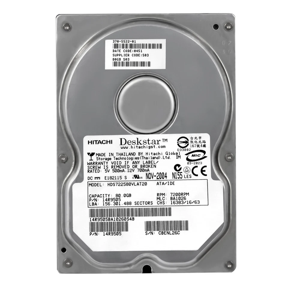 Hard Drive SUN 370-5522-01 HDS722580VLAT20 80GB 7.2K 2MB ATA 3.5'' - Image 3 of 3