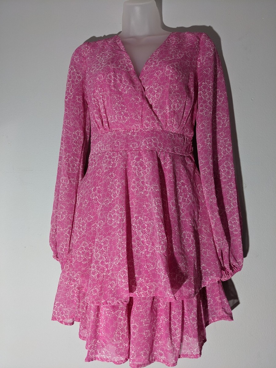 japna pink dress Japan Pink Floral Summer Wrap Style Midi Dress  Love
