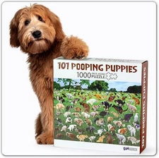 101 Pooping Puppies 1000 Piece Funny Jigsaw Puzzle Unique Gift For All Occasions