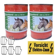 400 m Weideband 40 mm 12  Niro +5 Verbinder +1 Warnschild neu orange