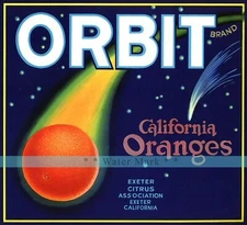 Orbit Orange Label 1940's Exeter California Retro Style Vintage Poster Print Art