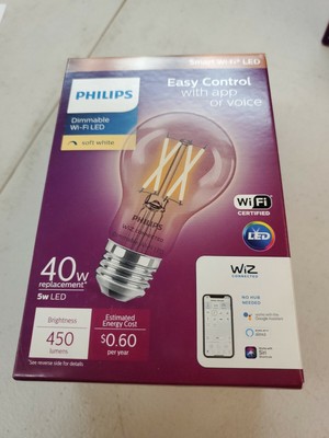 Philips Soft White A19 LED 40W Equivalent Dimmable Smart Wi-Fi Wiz Bulb(L0)