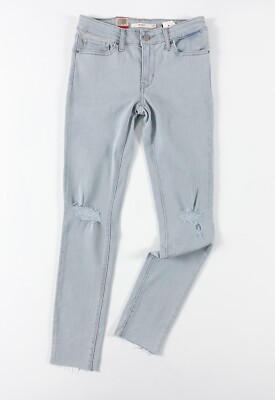 Levi s 711 Jeans Damen Skinny Ripped Raw Hem More Is More Blau 18881-0259
