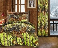 Yellow Camo Woods Twin Comforter and microfiber sheets 1 pillow case Camouflage