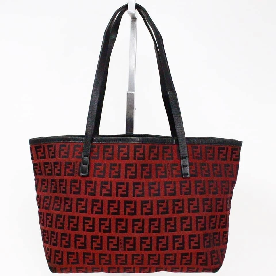 Authentic FENDI Zucchino Canvas Red Shoulder bag