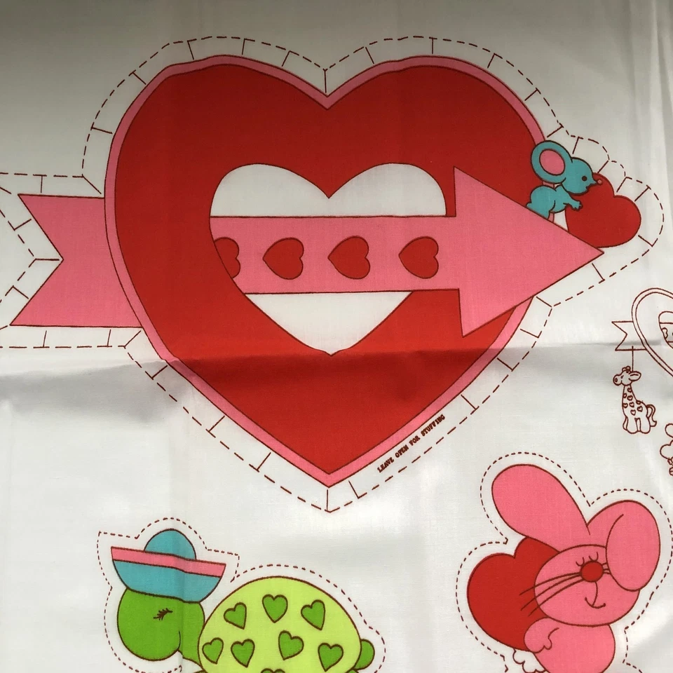 Vintage 1983 Fabric Panel Heart Cute Animals Crib Mobile American Greetings - Image 4 of 4