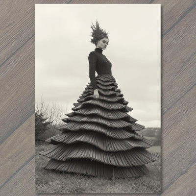 Art Print  Christmas Tree Woman Fantasy Forest Spirit Mystical Evergreen Strange