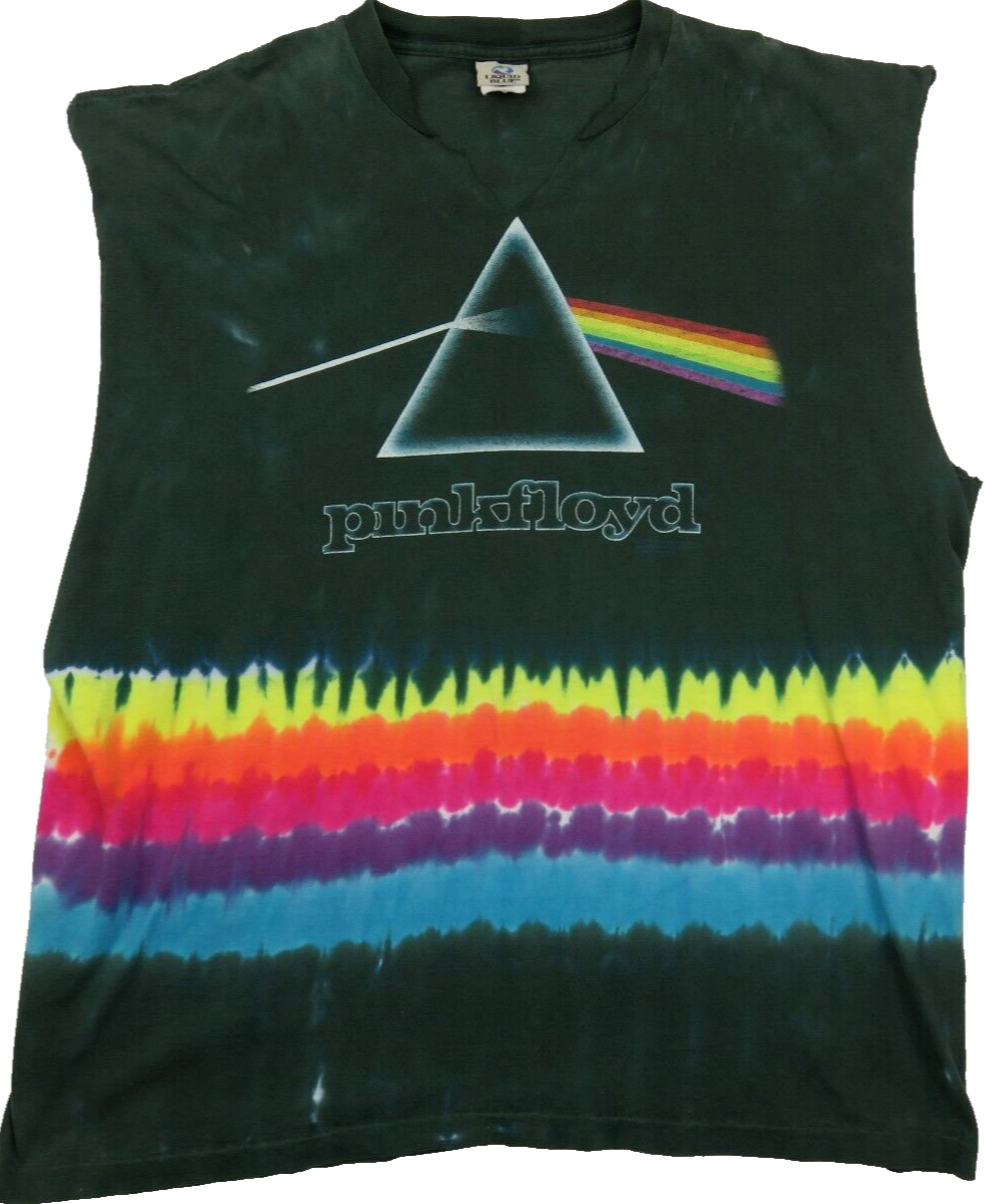 トップス Y2K PINK FLOYD DARK SIDE OF THE MOON Vtg Pink Floyd Dark Side Of The Moon Liquid Blue Cut Off