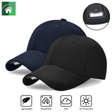 Unisex Adjustable Baseball Cap With LED Lights Rechargeable for Camping Fishing