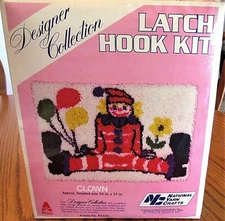 Vintage National Yarn Crafts Latch Hook Kit Clown 20x27 Monsanto Article R542S