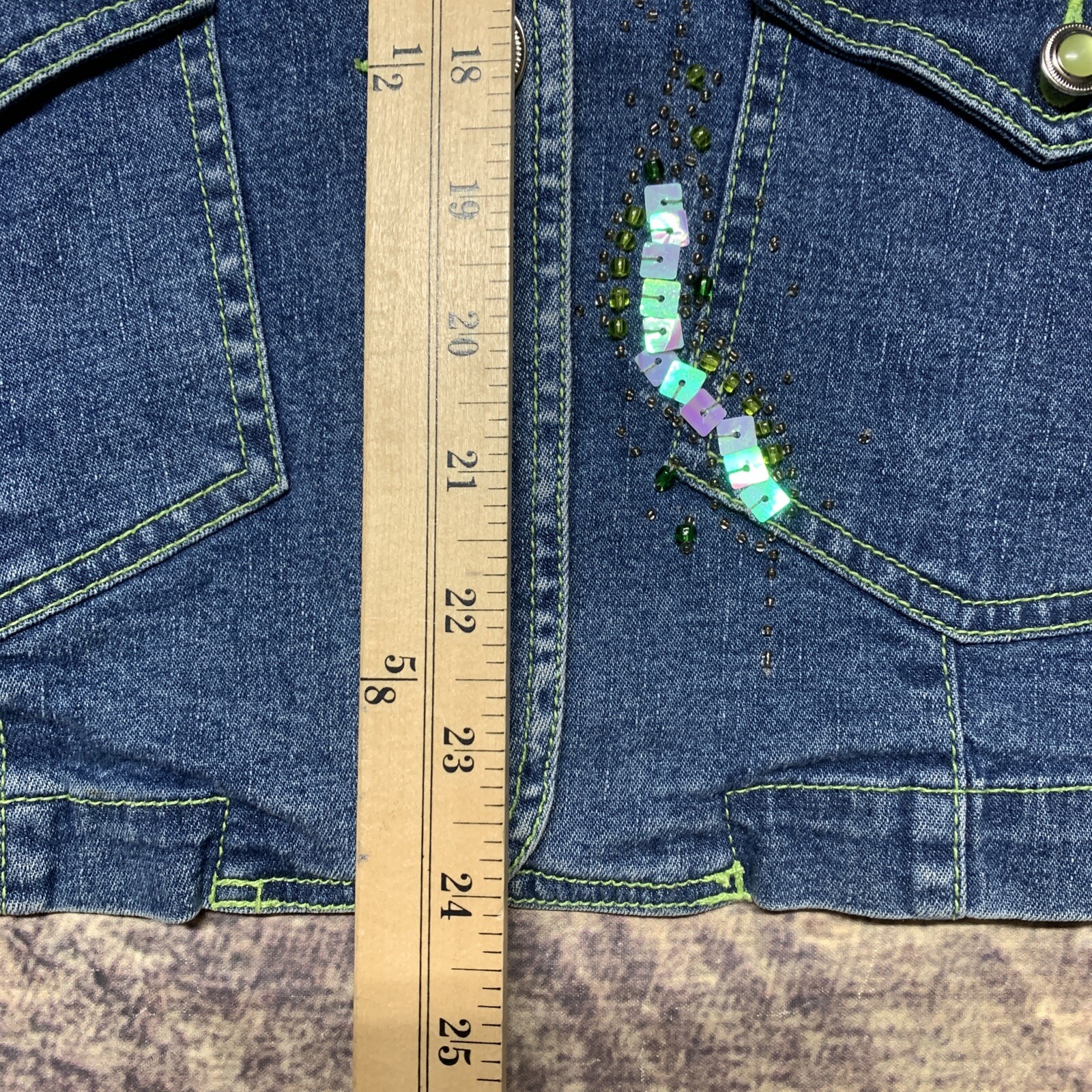Patchington Denim Jacket Light Weight Gemmed Butt… - image 12