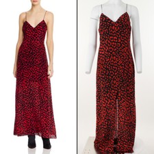 Alice + Olivia Candice Printed Silk Slip Dress Leopard Paprika Size 10