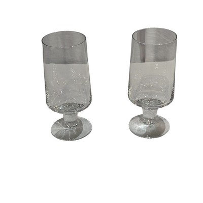 Pair Of Modern Cocktail Wine Glasses Short Stem Squared Off 60s MCM Style