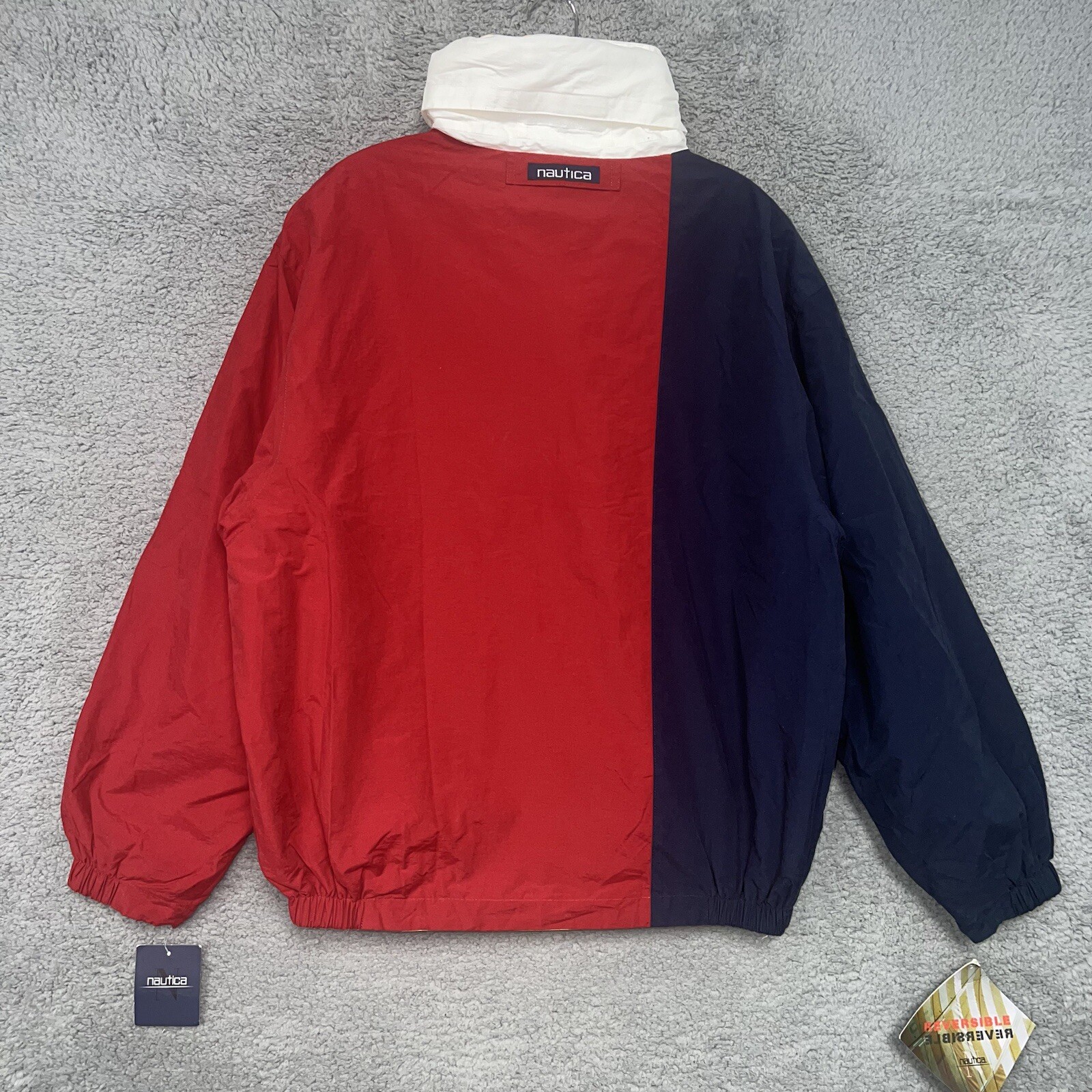 NOS Nautica Jacket Men's Size M Color Block Reversible Hooded Coat image 2