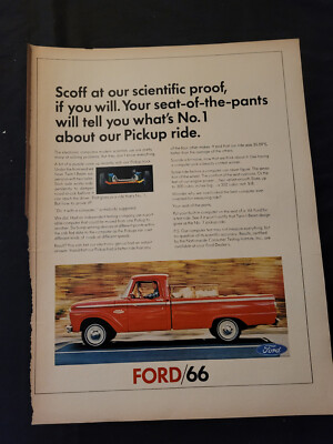 1966 VTG Orig Magazine Ad FORD Pickup Scoff At Our Scientific Proof