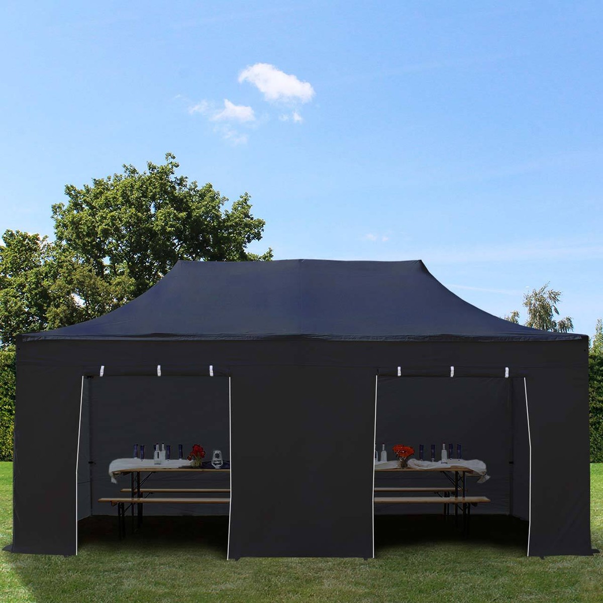 Faltpavillon 3x3 M Wasserdicht – Mit Stahlrahmen, Gewichtstaschen & Transporttasche