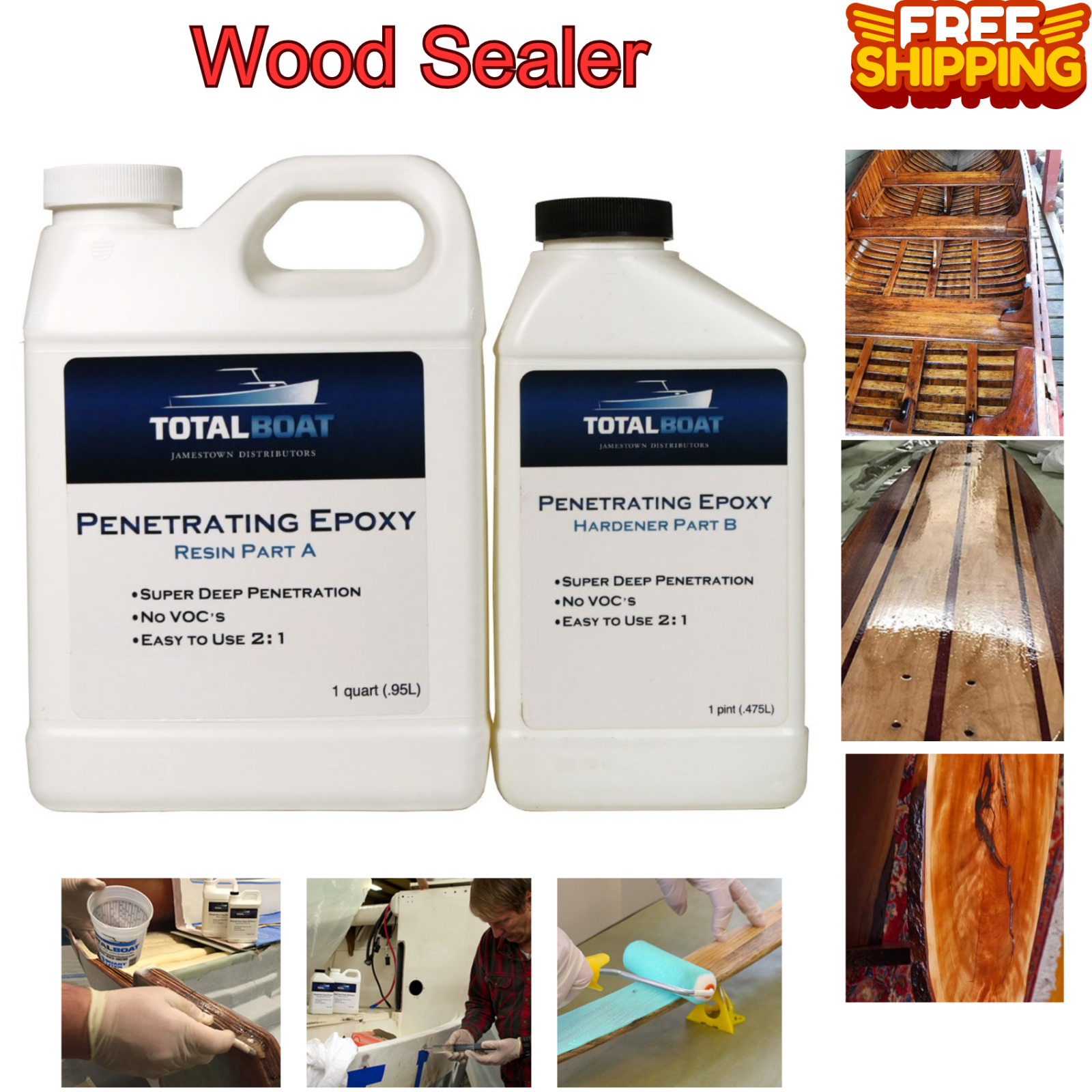 Clear Penetrating Epoxy Wood Sealer Stabilizer for Rot Repair and Restoration Qt-image
