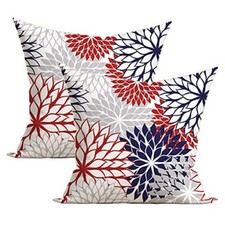 4th of July Pillow Covers 18x18 Inch 18 18 inch set of 2 Blue Red Dahlia