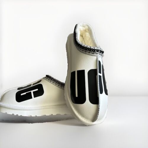 UGG TASMAN CHOPD 1129471 WHITE BLACK MEN’S SLIPPERS Sz 10 - Picture 3 of 8