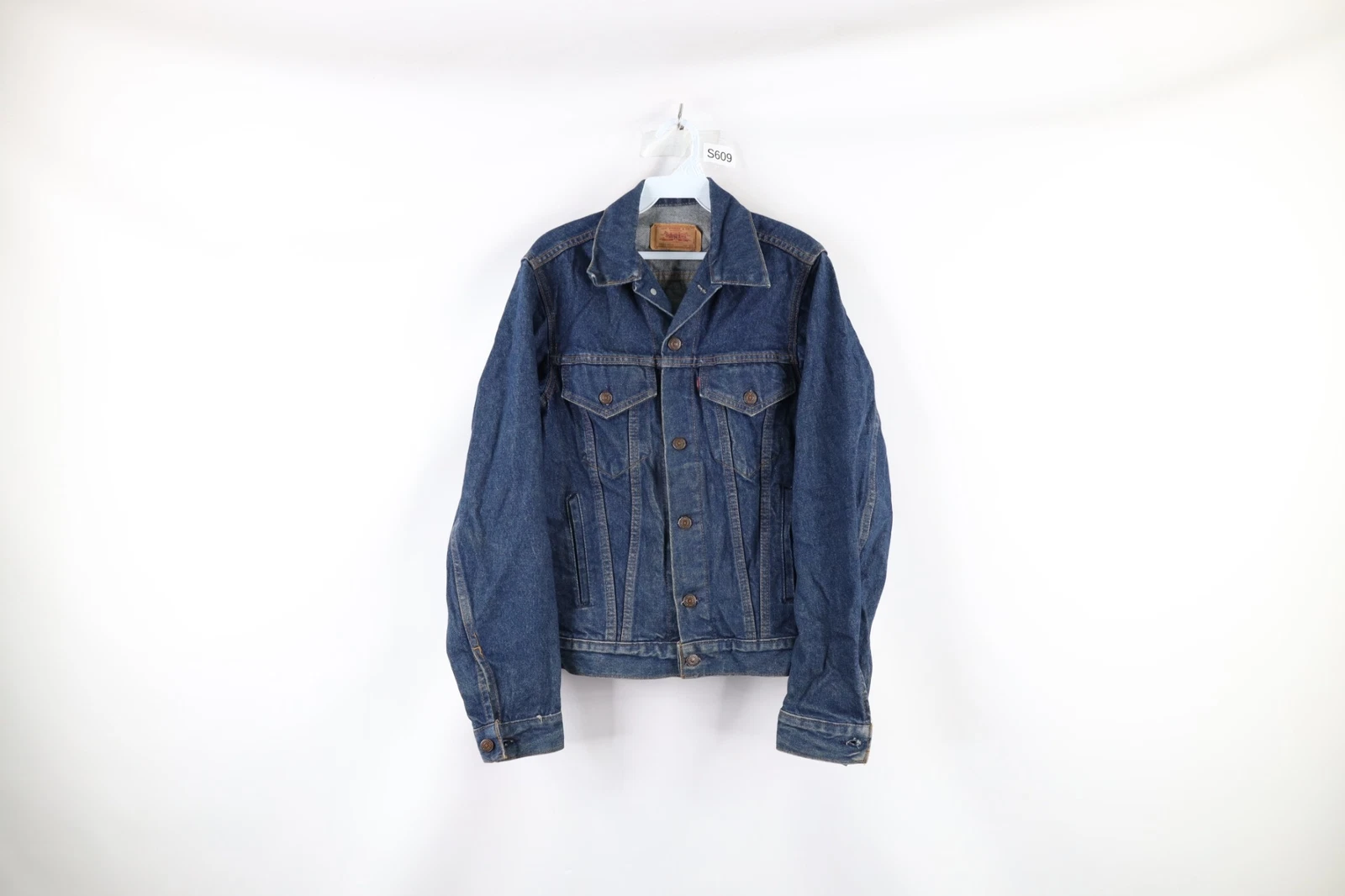 Vintage 80s Levis Mens 34 Long Distressed Type III Denim Trucker Jacket USA