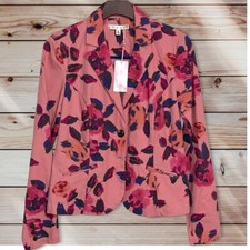 New CAbi 804 Pink Floral Rose Garden Blazer Jacket Pockets Stretch Size 4