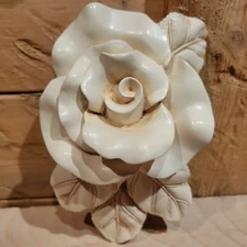 Rose Resin Wall Shelf Mini Wall Decor Painted Cream 7 1/2" Tall  - Swanky Barn