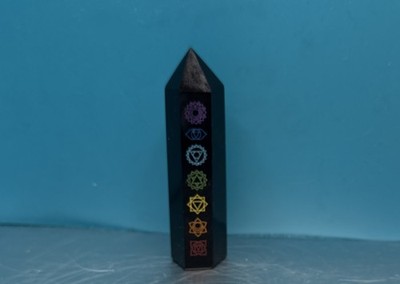 Black Obsidian Chakra Healing Crystal Tower With Bag 3.5 Inches High