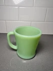 Fire King Oven Ware USA Green Jadeite D Handle Milk Glass Coffee Mug Vintage