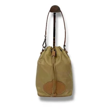 PRADA Mini Drawstring Handbag Tessuto Nylon Khaki Beige Shoulder Bag USED