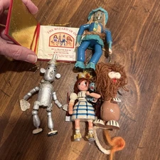 Wizard Of Oz Wooden Christmas Tree Ornament Lot Plus Book Kurt S. Adler Vtg