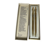 Vintage Paper Mate Double Heart Gold Tone Pen Pencil Set w/ Box