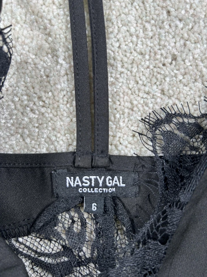 Vestido Nasty Gal Para Mujer 6 Encaje Sin Mangas Mini Panel Transparente Noche Fiesta Elegante Foto 4 de 4