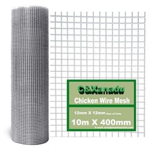C&Xanad 400mmX10m Chicken Wire Mesh Roll | 12mm X 12mm Holes | 0.9mm /20 Gauge  3.82 per metre