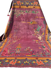 Auth: 1930 Art Deco Chinese Rug Nichols Lavender & Gold Beauty 9x12 NR