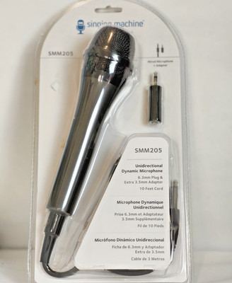 Singing Machine SMM205 Unidirectional Wired Dynamic  Microphone. New. sealed