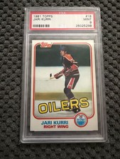 JARI KURRI NHL Edmonton Oilers J Rookie Card 1981-82 TOPPS NO 18 PSA 9. rookie card picture