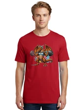 Dragon-Lifting-Weights-1 Mens Graphic Tee, 100% Cotton, Casual Summer Wear