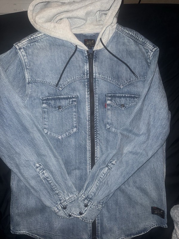 Levi's Justin Timberlake Fresh Leaves Mens Blue Denim Zip Hoodie Jacket Medium
