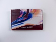  NO CUSTOMS TAX ALEXANDER MCQUEEN burgundy Luminous Flower leather card holder