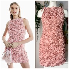 River Island Pink 3D Floral Mini Dress XS Petal Textured Bodycon Party