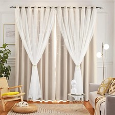 Loyala Star Curtains Double Layer Curtains Blackout Curtains for Bedroom Kids