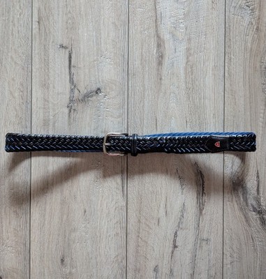 ATHISON Braided Leather Belt Size L Made in Italy Woven Designer