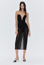 ZARA TULLE BODYSUIT DRESS BLACK 4770/314/800