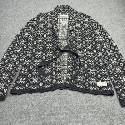 Odd Molly Damen Strickjacke Größe 3 - L Baumwolle Schwarz Weiß Tie Wickelschal